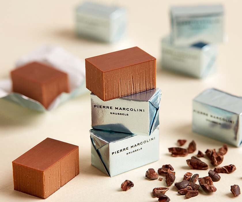 Barre de chocolats de 5 petits bonheurs praliné gianduja chocolats pralinés pierre marcolini