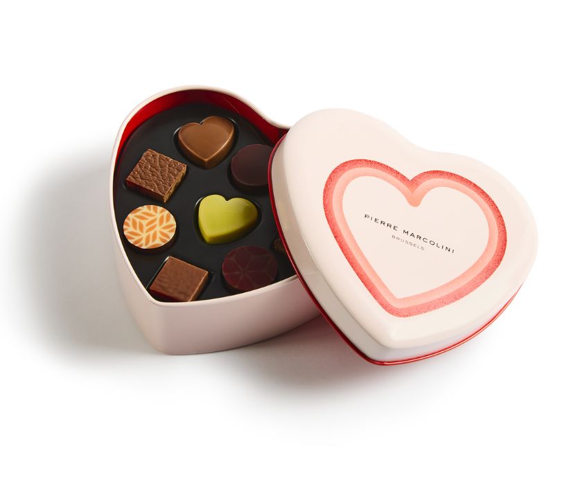 Coffret coeur m&eacute;tal 9 chocolats  pierre marcolini