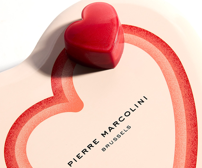 Coffret coeur m&eacute;tal 9 chocolats  pierre marcolini