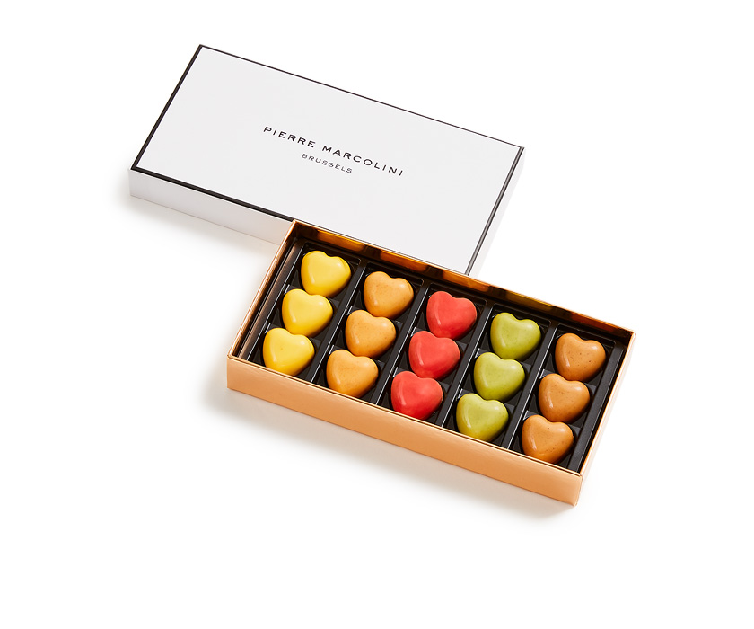 Plumier coeurs coffrets de chocolats pierre marcolini